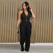 Women Halter Suit Vest And Long Pants Casual 2 Pieces Sets SHANM-6183 Women Halter Suit Vest And Long Pants Casual 2 Pieces Sets SHANM-6183