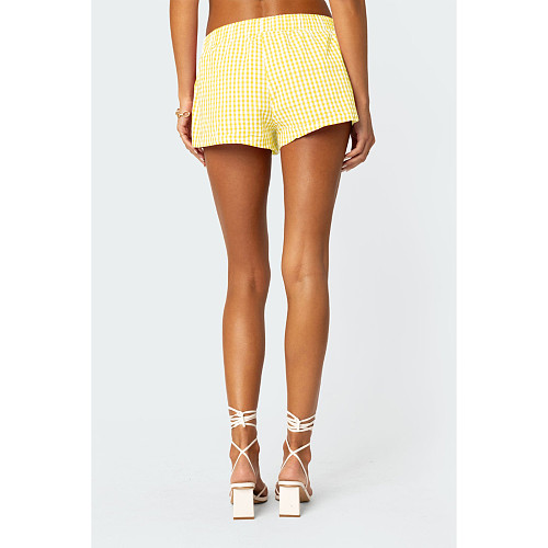 Casual Comfortable Soft Outdoor Home Plaid Print Women Shorts ASL-6727
