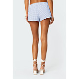 Casual Comfortable Soft Outdoor Home Plaid Print Women Shorts ASL-6727