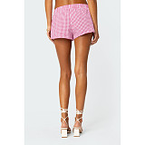 Casual Comfortable Soft Outdoor Home Plaid Print Women Shorts ASL-6727