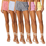 Casual Comfortable Soft Outdoor Home Plaid Print Women Shorts ASL-6727