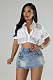 Casual Girls Middle Waist Button Pockets Denim Shorts LX-1382