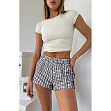 Casual Comfortable Soft Outdoor Home Plaid Print Women Shorts ASL-6727