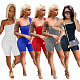 Solid One Shoulder Sleeveless Stretch Fitness Romper SHA-6233