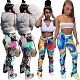 Tie Dye Skinny Lace Up Mid Waist Flare Pants FNN-8359