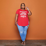 Letter Print Short Sleeve Plus Size T-shirt HANI-012