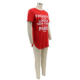Letter Print Short Sleeve Plus Size T-shirt HANI-012