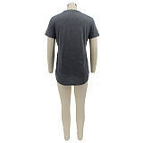Letter Print Short Sleeve Plus Size T-shirt HANI-012