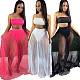 Chest Wrap Crop Tops Bikinis Set+Mesh Skirts 3 Pieces CH-8162