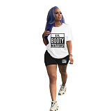 Short Sleeve T Shirts and Joggers Biker Shorts Outfits SHD-9400