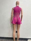 Leisure Girls Solid Color Zipper Sleeveless Romper NIYA-8173