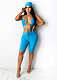 Cut Out Halter Bandage Crop Top Bodycon Shorts Suit NM-8347