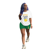Short Sleeve T Shirts and Joggers Biker Shorts Outfits SHD-9400