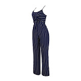Striped Bow Casual Sleeveless Wide Leg Jumpsuits ZS-0473