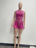 Leisure Girls Solid Color Zipper Sleeveless Romper NIYA-8173