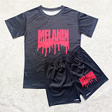Short Sleeve T Shirts and Joggers Biker Shorts Outfits SHD-9400