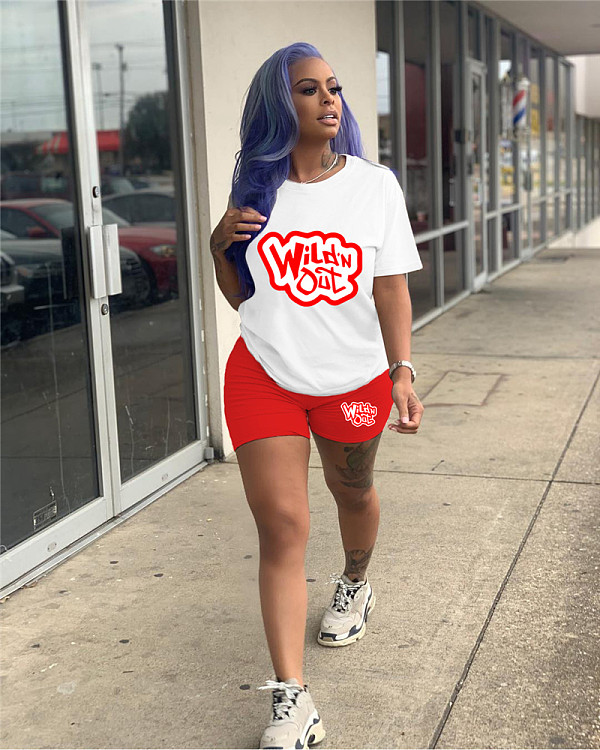 Short Sleeve T Shirts and Joggers Biker Shorts Outfits SHD-9400