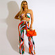 Print Halter Bandage Bra Top Wide Leg Pant Sets NY-7254