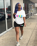 Short Sleeve T Shirts and Joggers Biker Shorts Outfits SHD-9400