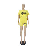 Short Sleeve T Shirts and Joggers Biker Shorts Outfits SHD-9400