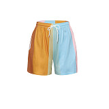 Rainbow Striped Streetwear Loose Shorts with Pockets SH-390309