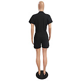Plus Size Short Sleeve V Neck Loose Casual Rompers CN-0184