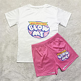 Short Sleeve T Shirts and Joggers Biker Shorts Outfits SHD-9400