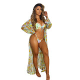 Floral Print Bandage Bikini Set+Cover Up 3 Piece Sets MEM-8342