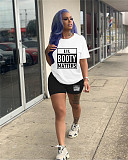 Short Sleeve T Shirts and Joggers Biker Shorts Outfits SHD-9400