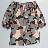 Casual Printed Women Off Shoulder Loose Plus Size Romper NY-2713