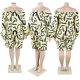 Casual Printed Women Off Shoulder Loose Plus Size Romper NY-2713