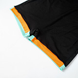 Sexy Square Neck Patchwork Women Straps Sporty Romper Black MXXB-K24RP150