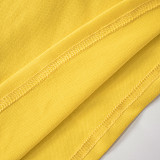 Yellow Halter Backless Crop Top And Pleated Short Skirt Two Pieces Sets MXXB-K24ST290