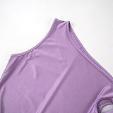 Sexy Single Shoulder Irregular Purple Long Bodycon Jumpsuits MXXB-K24JP289
