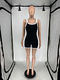 Women's Colorblock Edging Sleeveless Bodysuit With Tight Shorts XRB-10085