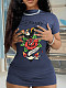 Women Printed Short Sleeves Package Hips Mini Dresses RS-0720
