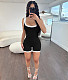 Women's Colorblock Edging Sleeveless Bodysuit With Tight Shorts XRB-10085