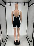 Women's Colorblock Edging Sleeveless Bodysuit With Tight Shorts XRB-10085