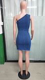 Sexy Oblique Slim Strech Denim Mini Dresses LX-6977