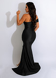 Sexy One Shoulder Slash Neck High Slit Birthday Dress AIL-232