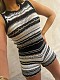 Fashion Stripes Printed Hollow-out Women 2 Pieces Shorts Sets XT-83017