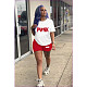 PINK Letter Short Sleeve T Shirt Shorts Two Piece Set DN-8008P23
