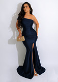 Sexy One Shoulder Slash Neck High Slit Birthday Dress AIL-232