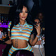 Knitted Stripe Short Sleeve Crop Tops Mini Skirts Set DY-6683