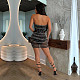 Sexy Backless Halter Mesh Transparent Mini Club Dress BY-6859