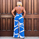 Sexy Backless Halter Women Prints Wide-leg Long Jumpsuit BY-6985