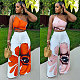Women Printed Single Shoulder Crop Top With Wide-leg Long Pants 2 Pieces Sets NY-10831