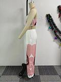 Women Printed Single Shoulder Crop Top With Wide-leg Long Pants 2 Pieces Sets NY-10831