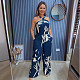 Sexy Halter Sleeveless Women Print Wide-leg Long Jumpsuit NY-10811