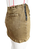 Women Embroidery Zipper Strech Short Skirt CH-88015